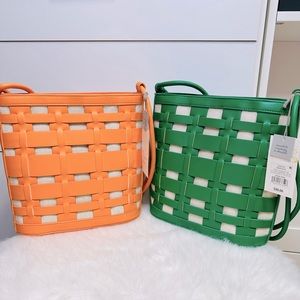 NEW Target A New Day Basket Weave Woven Bucket Bags Crossbody Purses, set of two